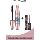 Maybelline New York Lash Sensational Yelpaze Etkili Suya Dayanıklı Siyah Maskara + Sky High Cosmic Mini Maskara
