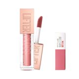 Maybelline New York Lifter Gloss Nemlendirici Dudak Parlatıcısı - 003 Moon & Mini Super Stay Matte Ink Likit Mat Ruj - 15 Lover Makyaj Seti