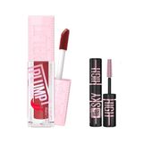 Maybelline New York Lifter Plump Dudak Parlatıcısı- 006 Hot Chili & Mini Lash Sensational Sky High Cosmic Black Maskara Makyaj Seti