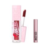 Maybelline New York Lifter Plump Dudak Parlatıcısı- 006 Hot Chili & Mini Lash Sensational Sky High Maskara Makyaj Seti
