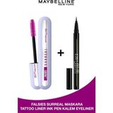 Maybelline New York Maskara Surreal & Tattoo Liner Ink Pen Eyeliner - Matte Black - Siyah