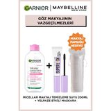 Maybelline New York Super Lock Brow Glue Kaş Sabitleyici Maskara + Garnier Micellar Kusursuz Makyaj Temizleme Suyu 200 ml L + Makyaj Pamuğu Hediyeli
