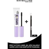 Maybelline New York Super Lock Brow Glue Kaş Sabitleyici Maskara + Tat Liner Gel Pencil Göz Kalemi Mini