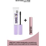 Maybelline New York Super Lock Kaş Sabitleyici Maskara + Sky High Mini Maskara Hafif Şeffaf Formül