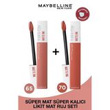 Maybelline New York Super Stay Matte Ink Likit Mat Ruj - 65 Seductress - Nude + 70 Amazonian - Kahverengi Ikili Set