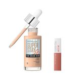 Maybelline New York Super Stay Skin Tint Fondöten 10 Mini Super Stay Matte Ink Likit Mat Ruj 65 Seductress Makyaj Seti