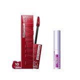 Maybelline New York Super Stay Vinyl Ink Uzun Süre Kalıcı Likit Parlak Ruj 10 Lippy & Mini Tattoo Liner Gel Pencil Makyaj Seti