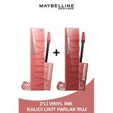 Maybelline New York Super Stay Vinyl Ink Uzun Sure Kalici Likit Parlak Ruj 100 Charmed & 35 Cheeky - 2Li Set