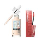 Maybelline New York Super Stay Vinyl Ink Uzun Süre Kalıcı Likit Parlak Ruj 15 Peachy & Super Stay Skin Tint Fondöten - 03 Makyaj Seti