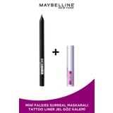 Maybelline New York Tattoo Liner Jel Göz Kalemi - 900 Deep Onyx (Siyah) & Mini Falsies Surreal Maskara 4.7 ML