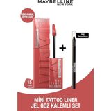 Maybelline New York Vinyl Ink + Mini Tattoo Liner Jel Göz Kalemli Set - Peach