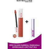 Maybelline Super Stay Matte Ink 70 Amazonian Likit Mat Ruj + Mini Falsies Surreal Maskara