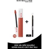 Maybelline Super Stay Matte Ink 70 Amazonian Likit Mat Ruj + Mini Tattoo Liner Göz Kalemi