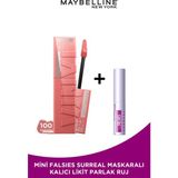 Maybelline Super Stay Vinyl Ink 100 Charmed Likit Parlak Ruj + Mini Falsies Surreal Maskara