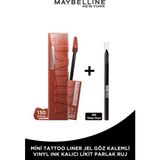 Maybelline Super Stay Vinyl Ink 130 Extra Likit Parlak Ruj + Mini Tattoo Liner Gel Göz Kalemi