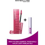 Maybelline Super Stay Vinyl Ink 20 Coy Likit Parlak Ruj + Mini Falsies Surreal Maskara