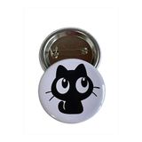 maycollection Sevimli Şaşkın Siyah Kedi Metal Buton Rozet Broş-Çanta Aksesuar-Yaka İğnesi ( 44mm) 1 Adet