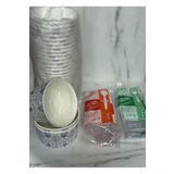 maycup 14 Oz Şeffaf Kapaklı Karton ÇORBA-AŞURE KASESİ 50 Adet+50 Adet Çatal+50 Adet Kaşık Maycup