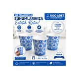 maycup 7 Oz Karton Bardak 1000 Adet Mavi Çini Desen