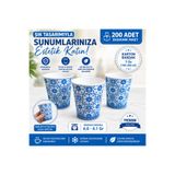 maycup 7 Oz Karton Bardak 200 Adet Mavi Çini Desen