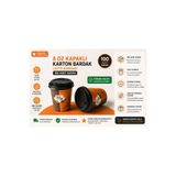 maycup 8 Oz Kapaklı Karton Bardak Latte Bardağı 100 Adet Bardak 100 Adet Kapak