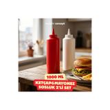 Mayden Concept Kapaklı Ketçap & Mayonez Sosluk Şişesi - Sızdırmaz Sosluk - Sosluk Set - 1000 ml