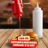 Mayden Concept Kapaklı Ketçap & Mayonez Sosluk Şişesi - Sızdırmaz Sosluk - Sosluk Set - 500 ml