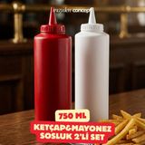 Mayden Concept Kapaklı Ketçap & Mayonez Sosluk Şişesi - Sızdırmaz Sosluk - Sosluk Set - 750 ml