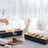 Mayden Concept Şık Siyah Kapaklı Sunumluk - 4 Bölmeli Servislik - Plastik Mutfak Saklama Kabı - Gıda Saklama Kutusu Set