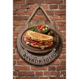Mayeka Ayvalık Tostu Temalı Büfeler Cafeler Tostçular Için Ahşap Duvar Kapı Dekoratif Süs Tablo - 30 cm