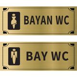 Mayeka Bay Wc Bayan Wc Ikili Levha Set Altın Metal Yönlendirme Tabelası Kişiye Özel
