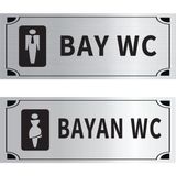 Mayeka Bay Wc Bayan Wc Ikili Levha Set Gümüş Metal Yönlendirme Tabelası Kişiye Özel