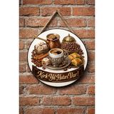 Mayeka Cafe Restoran Için Türk Kahvesi Kahve Duvar Kapı Tablo Süsü Ahşap Askılı Pano Tabela No 26 - 30 cm - Karışık