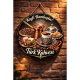Mayeka Cafe Restoran Için Türk Kahvesi Kahve Duvar Kapı Tablo Süsü Ahşap Askılı Pano Tabela No 32 - 30 cm - Karışık