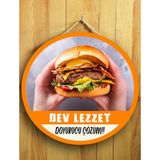 Mayeka Cafeler Restoranlar Hamburgerciler Için Hamburger Duvar Kapı Tablo Ahşap Askılı Pano Tabela - 30 cm