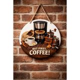 Mayeka Filtre Kahve Temalı Cafeler Kahveciler Baristalar Için Ahşap Duvar Kapı Dekoratif Süs Tablo - 30 cm