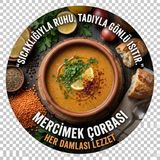 Mayeka Mercimek Çorbası Temalı Çorbacılar Restoranlar Cafeler Için Ahşap Duvar Kapı Dekoratif Süs Tablo - 30 cm