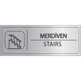 Mayeka Merdiven Isimlik Gümüş Metal Kapı Isimliği Levhası Yönlendirme Tabelası