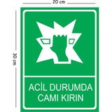 Mayeka Metal Acil Durumlarda Camı Kırın 2 20X30 cm A4 Uyarı Iş Güvenliği Levhası - 20 x 30 cm