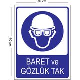 Mayeka Metal Baret ve Gözlük Tak 30X40 cm A3 Uyarı Iş Güvenliği Levhası - 30 x 40 cm