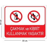 Mayeka Metal Çakmak ve Kibrit Kullanmak Yasaktır 20X30 cm A4 Uyarı Iş Güvenliği Levhası