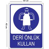 Mayeka Metal Deri Önlük Kullan 30X40 cm A3 Uyarı Iş Güvenliği Levhası - 30 x 40 cm