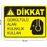 Mayeka Metal Dikkat Gürültülü Alan Kulaklık Kullan 20X30 cm A4 Uyarı Iş Güvenliği Levhası - 20 x 30 cm