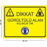 Mayeka Metal Dikkat Gürültülü Alan Kulaklık Tak 20X30 cm A4 Uyarı Iş Güvenliği Levhası - 20 x 30 cm