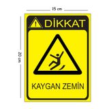 Mayeka Metal Dikkat Kaygan Zemin 15x20 cm Uyarı İş Güvenliği Levhası