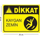 Mayeka Metal Dikkat Kaygan Zemin 2 15X20 cm Uyarı Iş Güvenliği Levhası - 15 x 20 cm