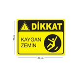 Mayeka Metal Dikkat Kaygan Zemin 2 15x20 cm Uyarı İş Güvenliği Levhası