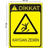 Mayeka Metal Dikkat Kaygan Zemin 30X40 cm A3 Uyarı Iş Güvenliği Levhası - 30 x 40 cm
