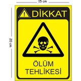 Mayeka Metal Dikkat Ölüm Tehlikesi 15X20 cm Uyarı Iş Güvenliği Levhası - 15 x 20 cm