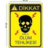 Mayeka Metal Dikkat Ölüm Tehlikesi 2 15X20 cm Uyarı Iş Güvenliği Levhası - 15 x 20 cm